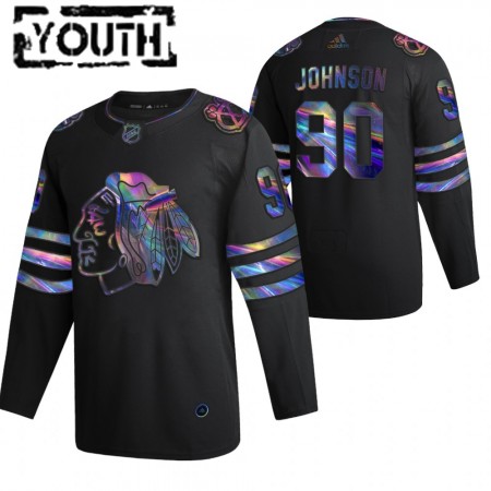 Dětské Hokejový Dres Chicago Blackhawks Tyler Johnson 90 2021-22 Duhová holografická Černá Authentic